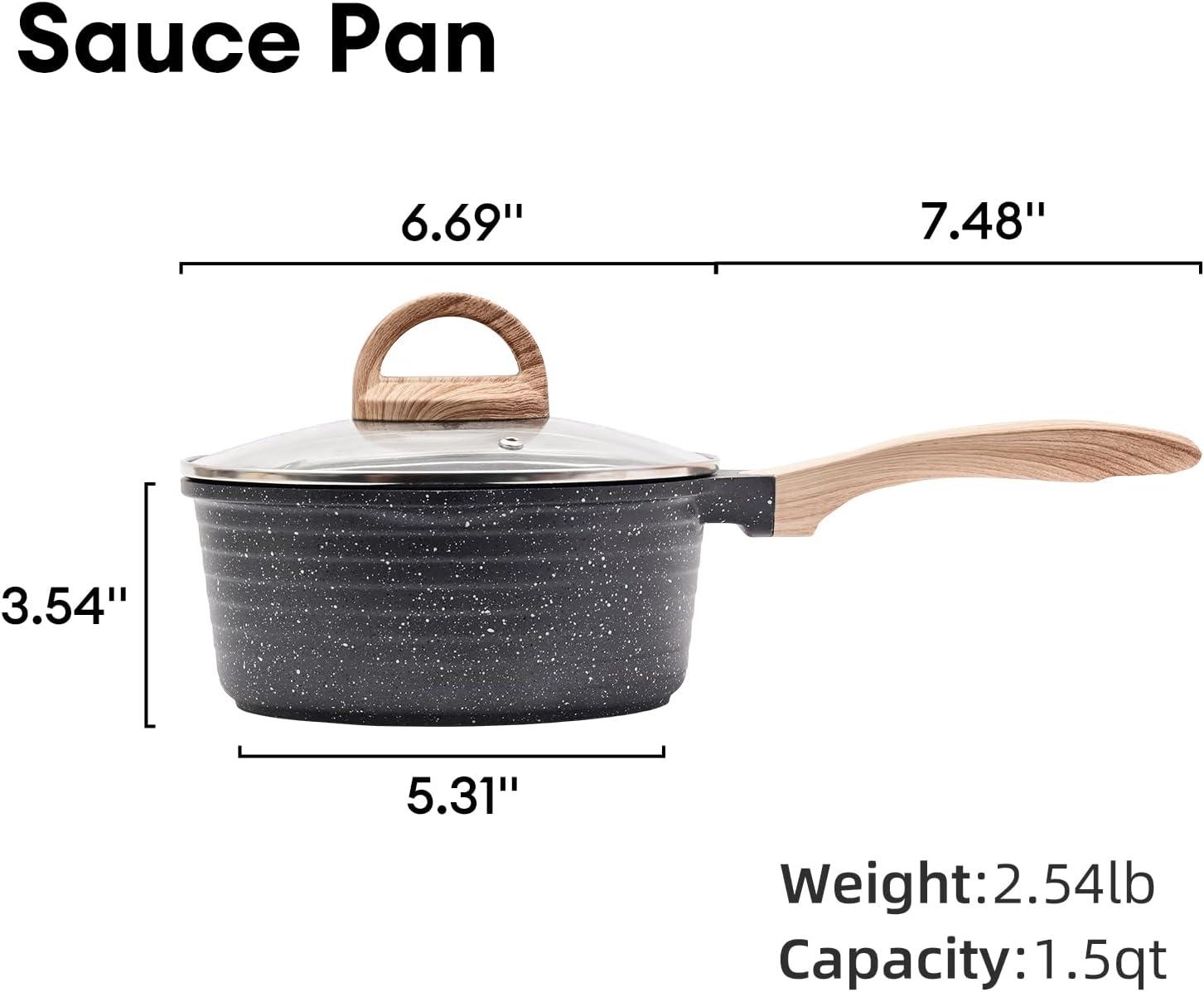 image:imageJEETEE 15 Quart Sauce Pan with Lid Non Stick Small Pot with Coating Masterclass Cookware Sauce Pot for Cooking PFOAPFOS Free