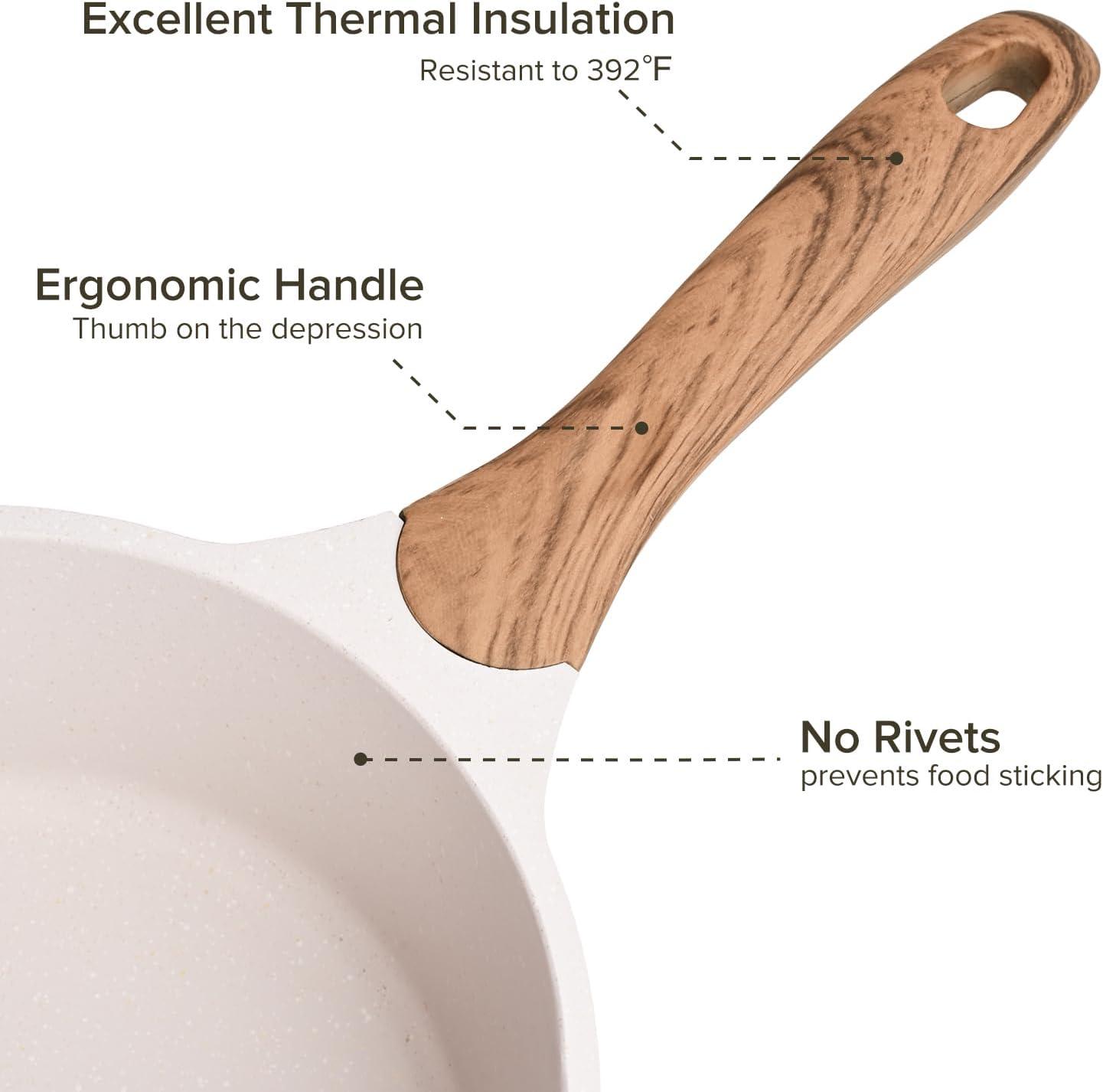 image:imageJEETEE 15 Quart Saucepan with Lid Nonstick Stone Coating Sauce Pan Milk Pan for Cooking Inudction PotBeige