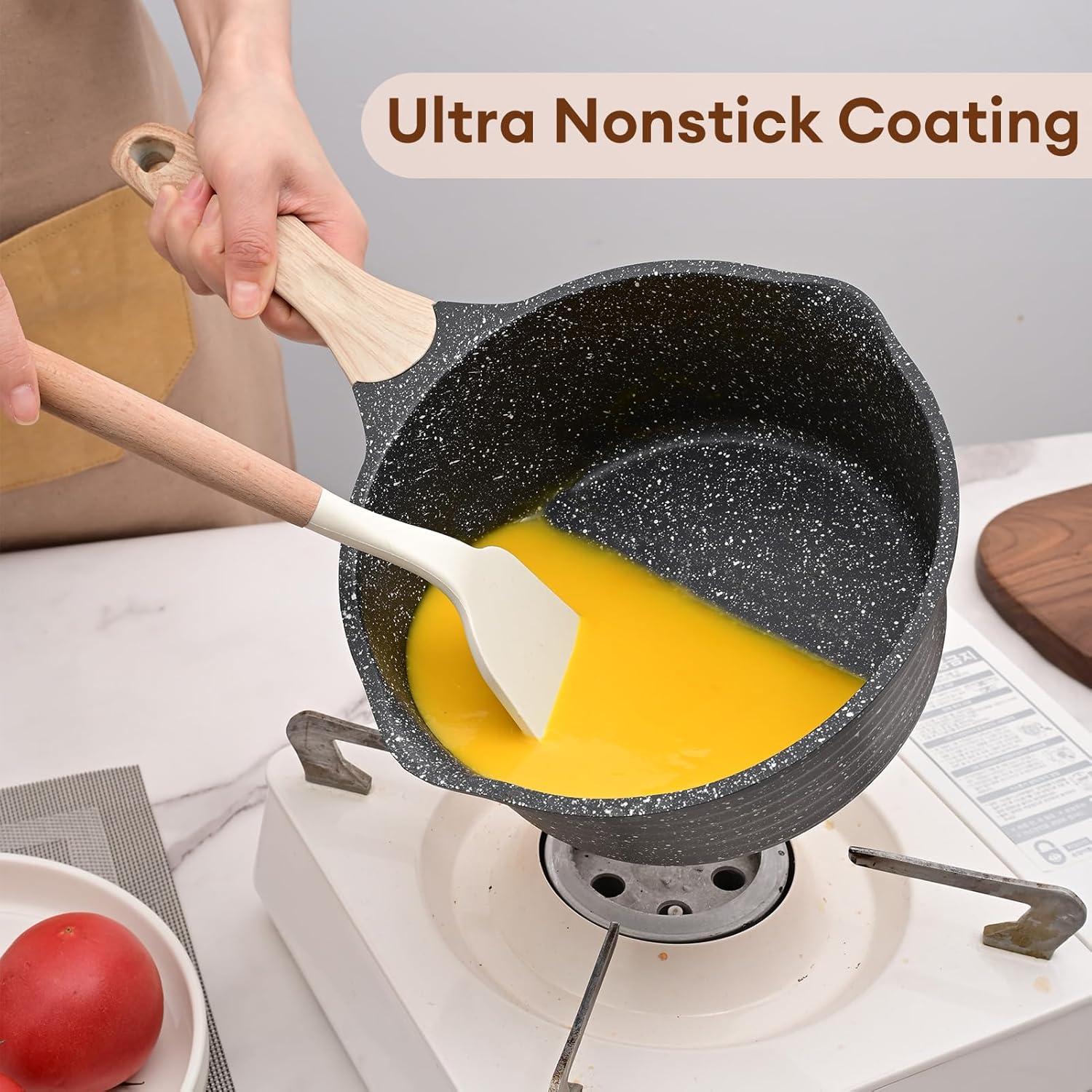 image:imageJEETEE 15 Quart Saucepan with Steamer Basket Small Sauce Pot with LidNonstick Coating with Pour Spout Induction Compatible Cookware Sauce Pan for Cooking PFOAPFOS Free