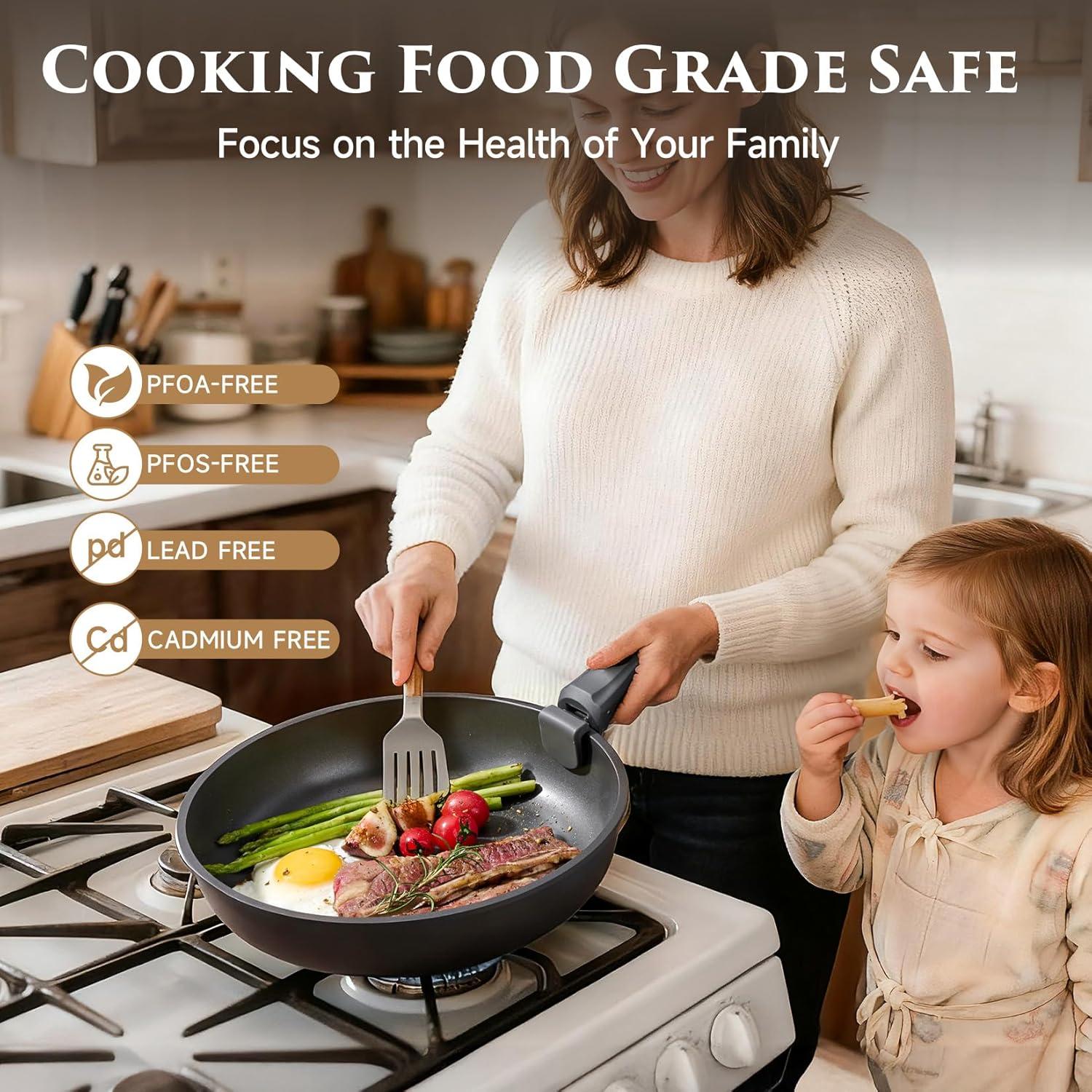 image:imageJEETEE 20 Pcs Pots and Pans Set Non Stick Titanium Reinforced Nonstick Cookware Set with Detachable Handle Induction Kitchen Cookware Sets Oven Safe amp Space Saving for RV Camping