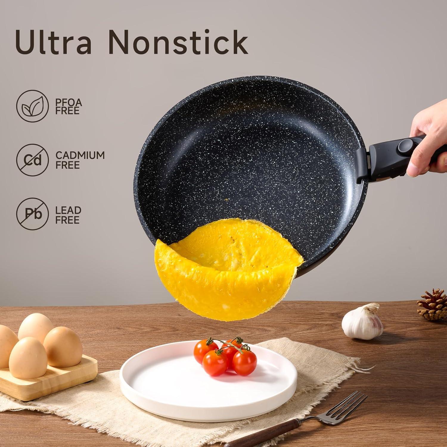 image:imageJEETEE Cookware Set 6 Essential Pots amp 19 Accessories Nonstick Pots and Pans with Detachable Handle for Induction Cooking RV Kitchen Space Saving PFAS Free BlackBlack
