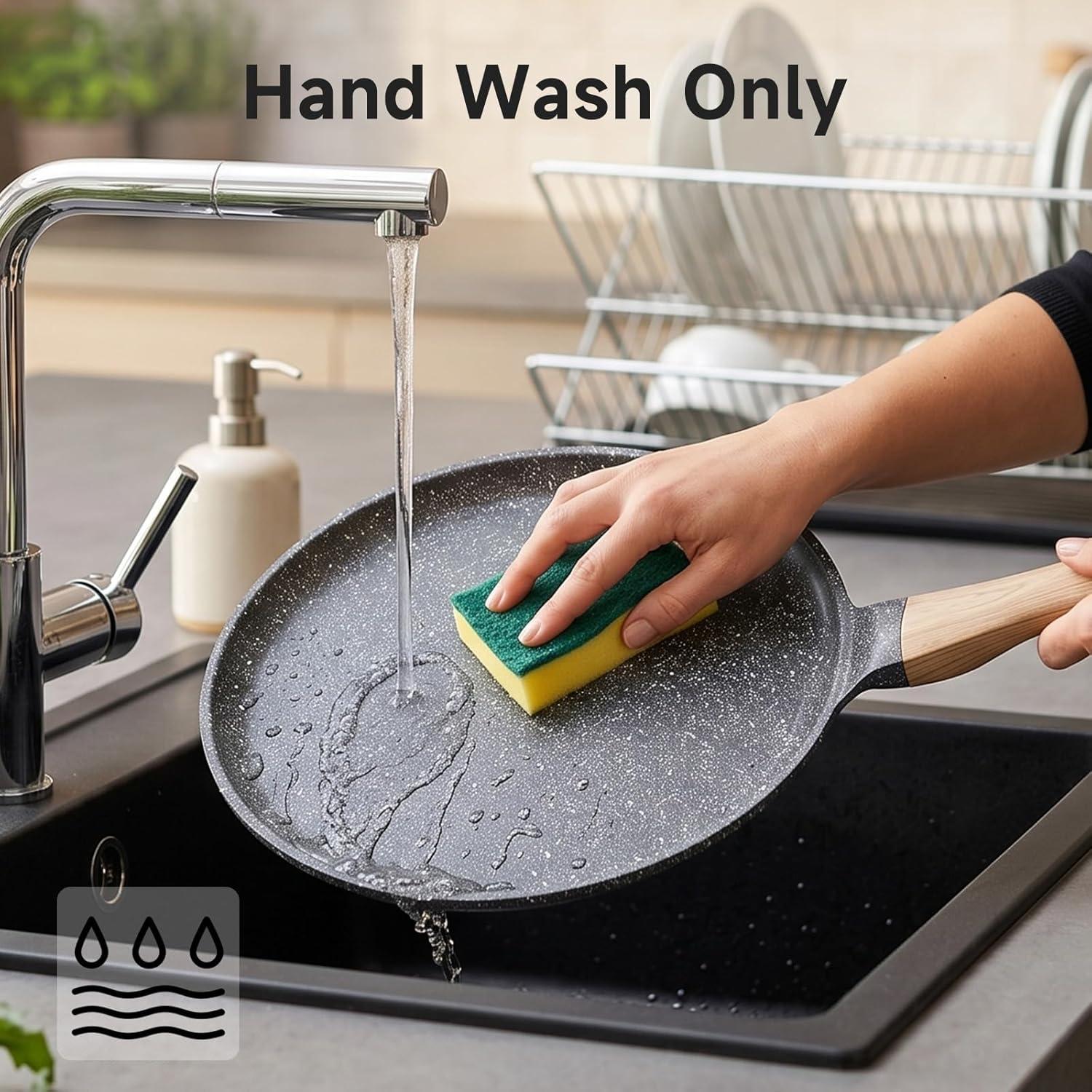 image:imageJEETEE Crepe Pan Nonstick 11 Inch Comales Para Tortillas Griddle Pan for Stove Top Granite Coating Flat Pancake Pan Dosa Tawa PFOA FREE and Induction Compatible BeigeGray