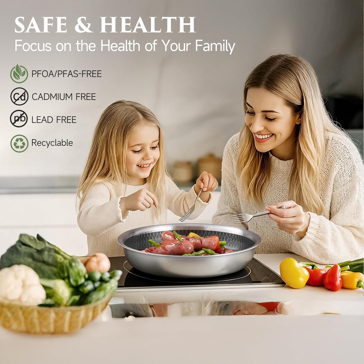 image:imageJEETEE Hybrid TriPly Stainless Steel Cookware Set 18pcs Pots and Pans Set Non Stick with Detachable Handles Induction Cookware Set Kitchen Cooking Sets RVCamping Cookware Dishwasher amp Oven Safe18pcs