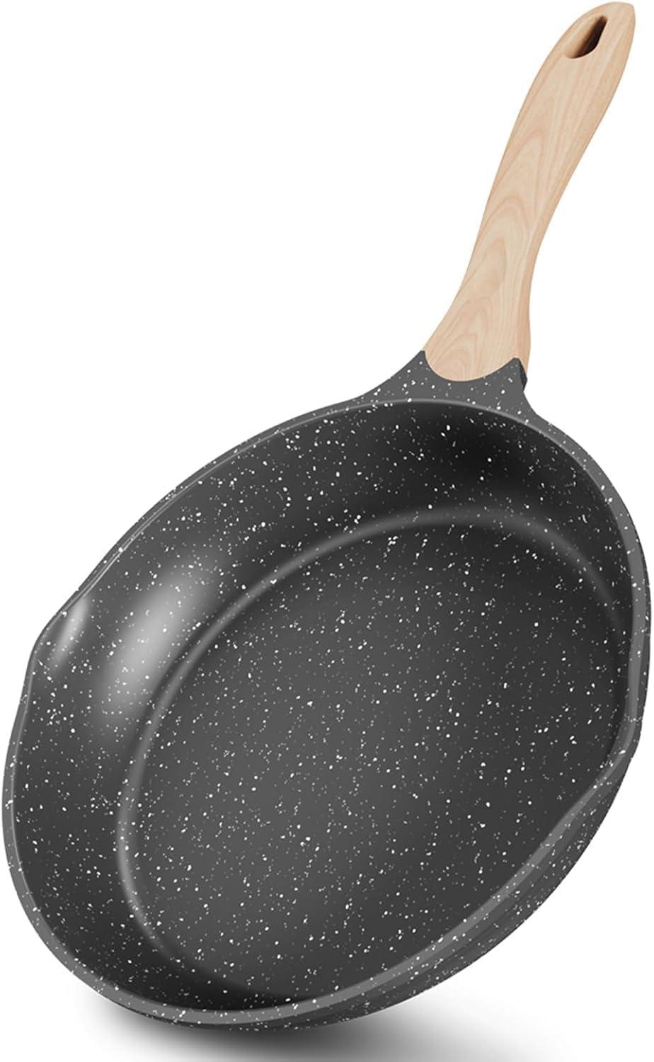 image:imageJEETEE Non Stick Frying Pan Set Frying Pans Nonstick Omelette Skillet with Soft Touch Handle 3Piece Cookware Set 8 Inch 95 Inch 11 InchGray