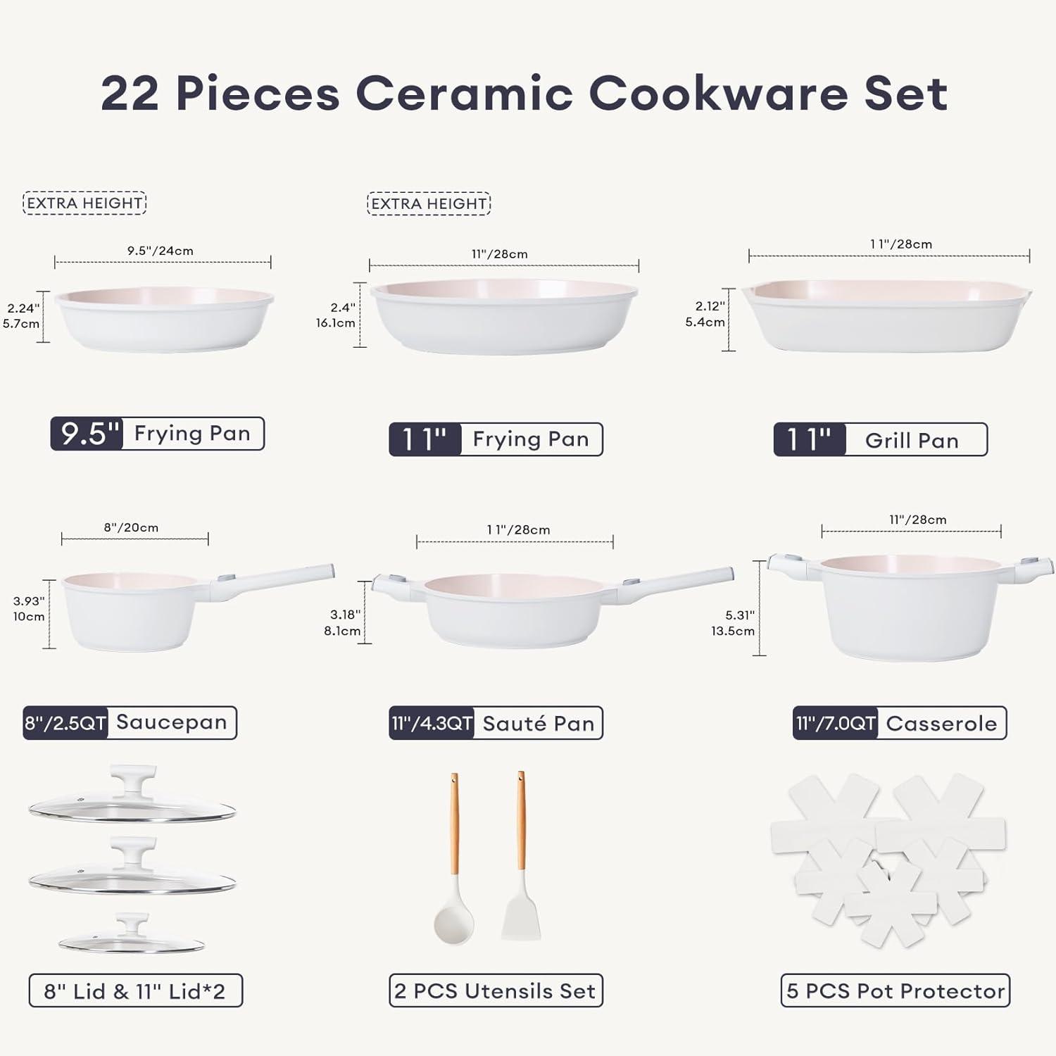 image:imageJEETEE Nonstick Pots and Pans Set with RemovableDetackable Handle 22 Pcs Beige 22 Pcs22