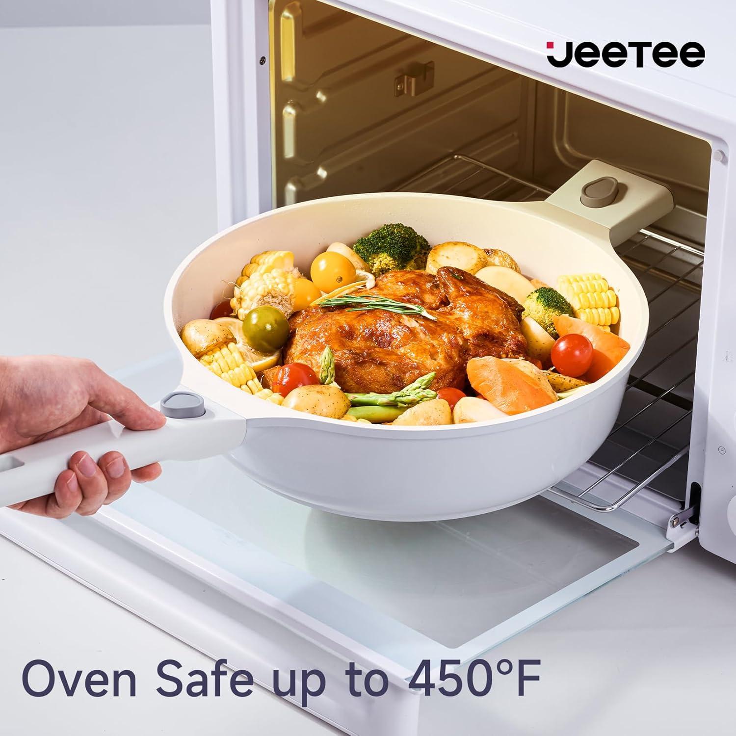 image:imageJEETEE Nonstick Pots and Pans Set with RemovableDetackable Handle 22 Pcs Beige 22 Pcs22