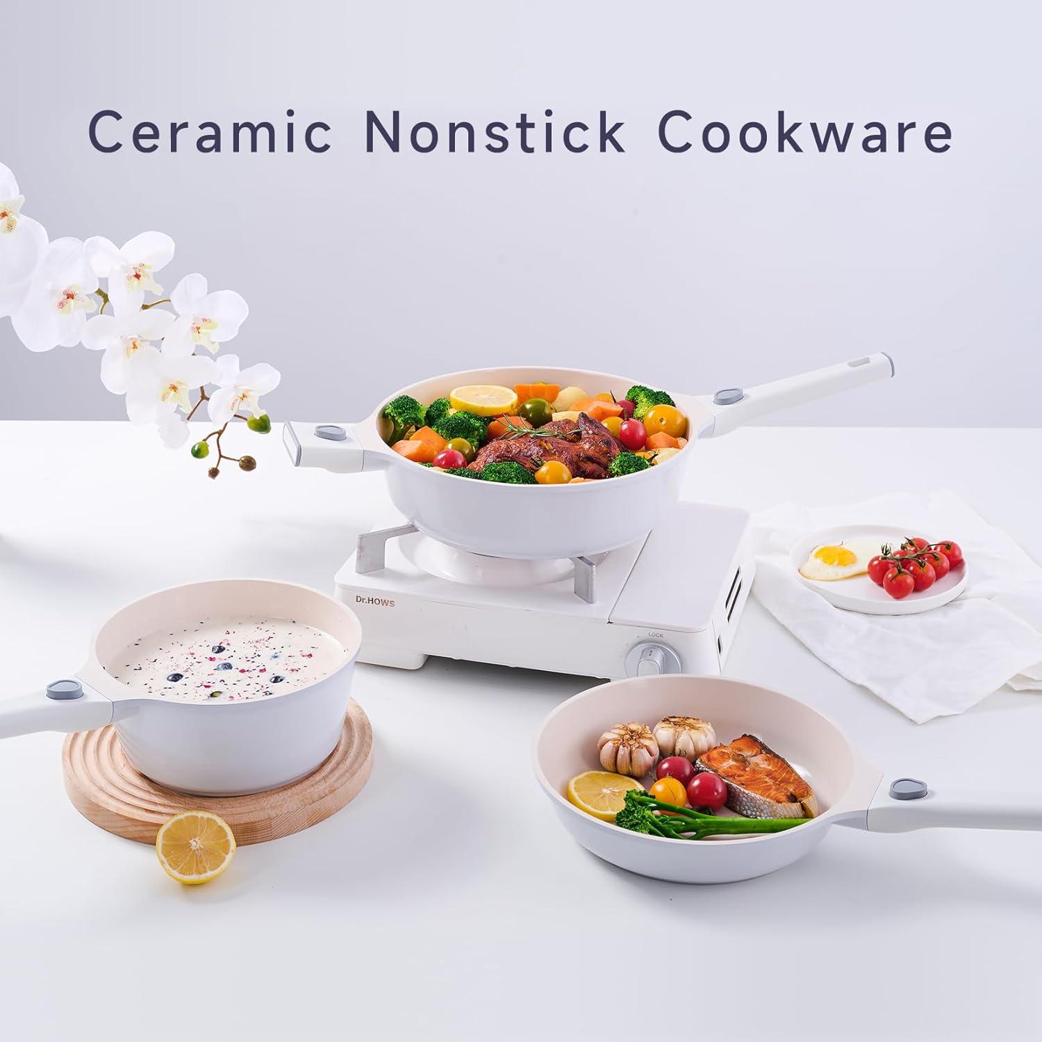 image:imageJEETEE Nonstick Pots and Pans Set with RemovableDetackable Handle 22 Pcs Beige 22 Pcs22