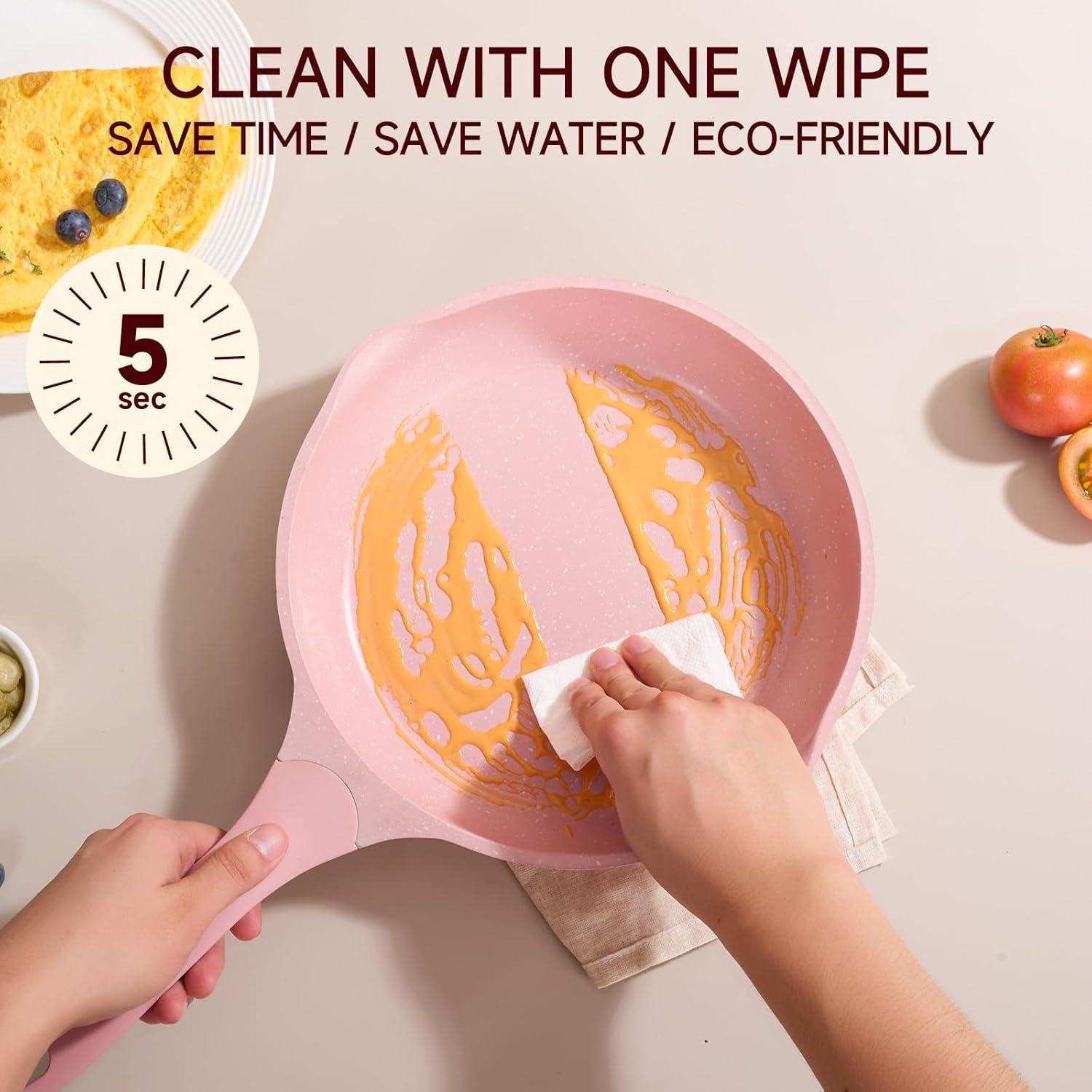 image:imageJEETEE Pots and Pans Set Non Stick 23pcs Healthy Kitchen Cookware Sets Induction Cooking Set WGray Frying Pans Saucepans Saut amp Griddle amp Crepe Pan PFOA PFAS Free23 pcs Pink Aluminum