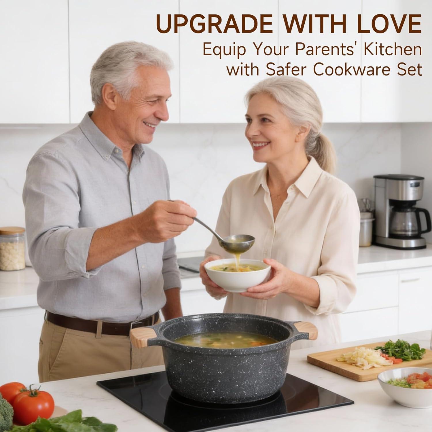 image:imageJEETEE Pots and Pans Set Non Stick 23pcs Healthy Kitchen Cookware Sets Induction Cooking Set WGray Frying Pans Saucepans Saut amp Griddle amp Crepe Pan PFOA PFAS Free36 pcs Grey Aluminum