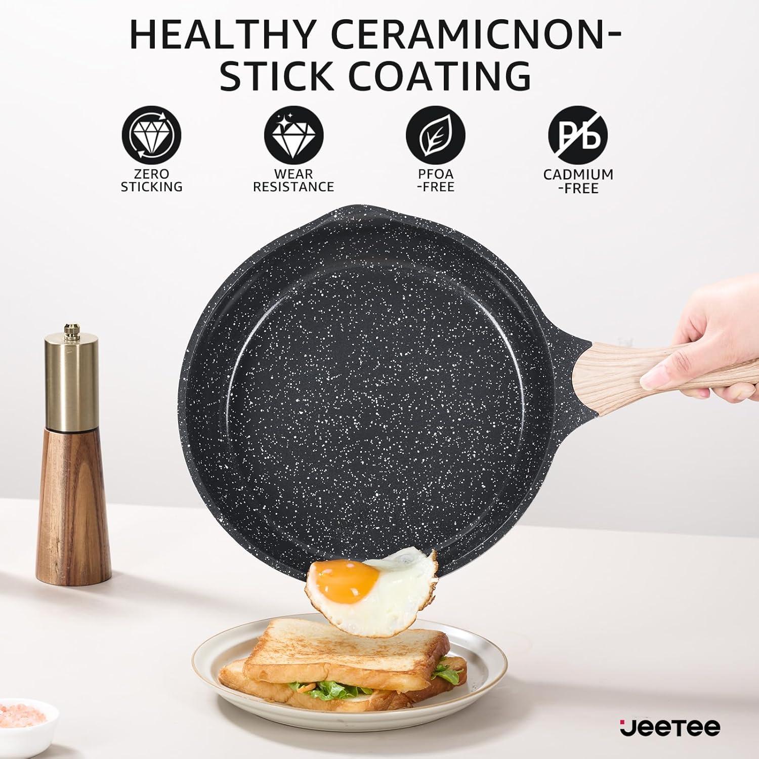 image:imageJEETEE Pots and Pans Set Non Stick 23pcs Healthy Kitchen Cookware Sets Induction Cooking Set WGray Frying Pans Saucepans Saut amp Griddle amp Crepe Pan PFOA PFAS Free36 pcs Grey Aluminum