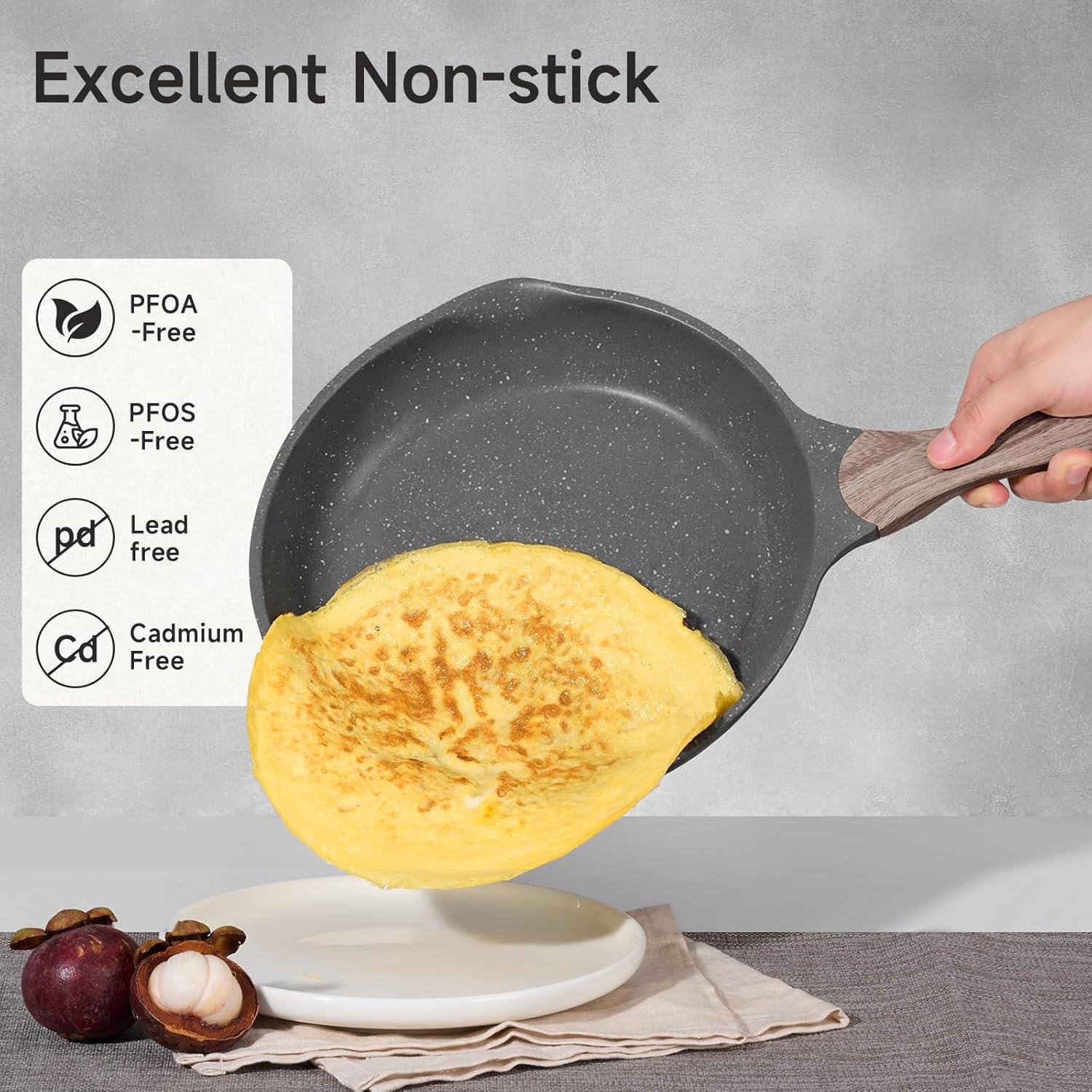 image:imageJEETEE Pots and Pans Set Non Stick 23pcs Healthy Kitchen Cookware Sets Induction Cooking Set WGray Frying Pans Saucepans Saut amp Griddle amp Crepe Pan PFOA PFAS Free23 pcs Grey Aluminum