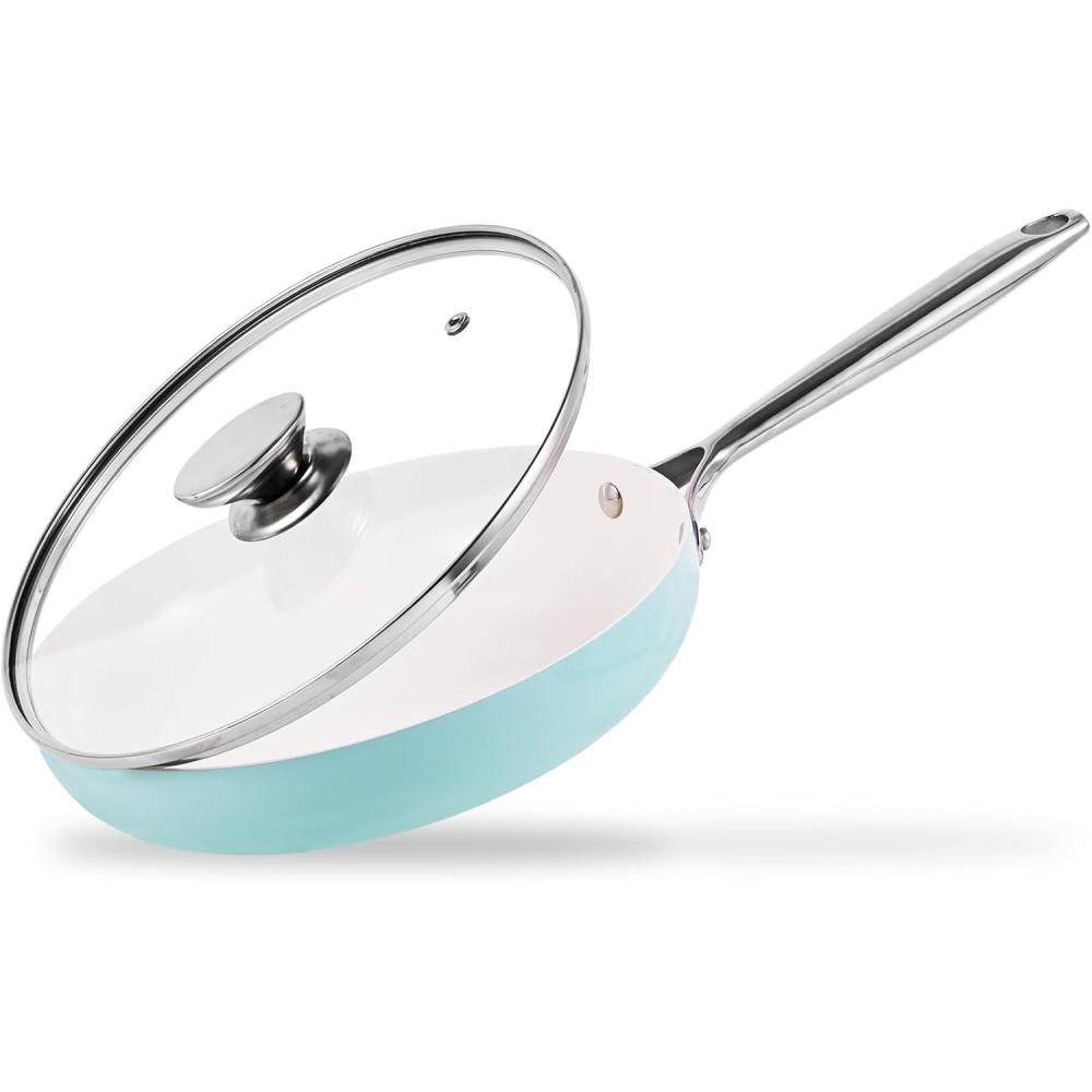 image:imageJEETEE Nonstick Frying Pan with Lid Turquoise1Turquoise