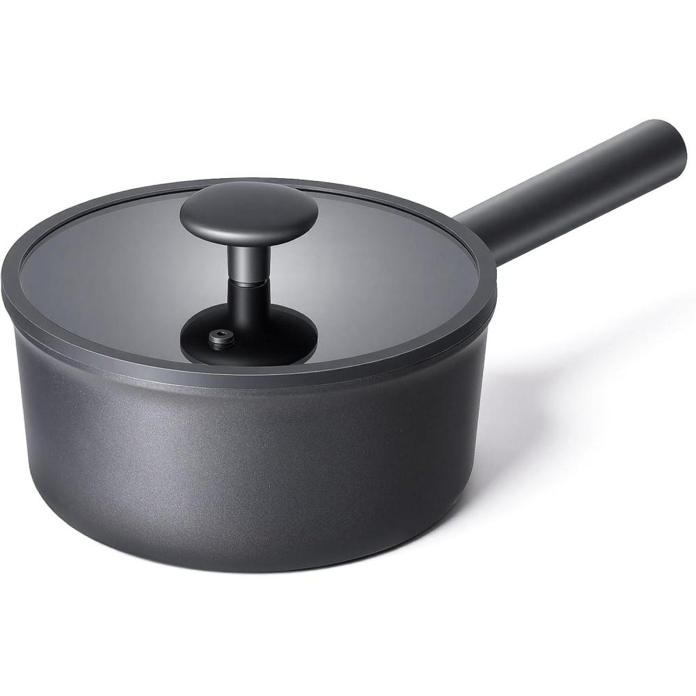 image:imageJEETEE Titanium Sauce Pan with Lid 15 QT Non Stick Cooking Pots Oven amp Dishwasher Safe Ideal for Sauces Soups and Heating Milk PFOAPFAS Free GrayGray