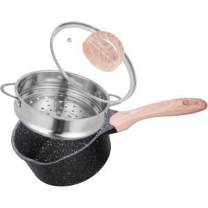 image:imageJEETEE 15 Quart Saucepan with Steamer Basket Small Sauce Pot with LidNonstick Coating with Pour Spout Induction Compatible Cookware Sauce Pan for Cooking PFOAPFOS Free