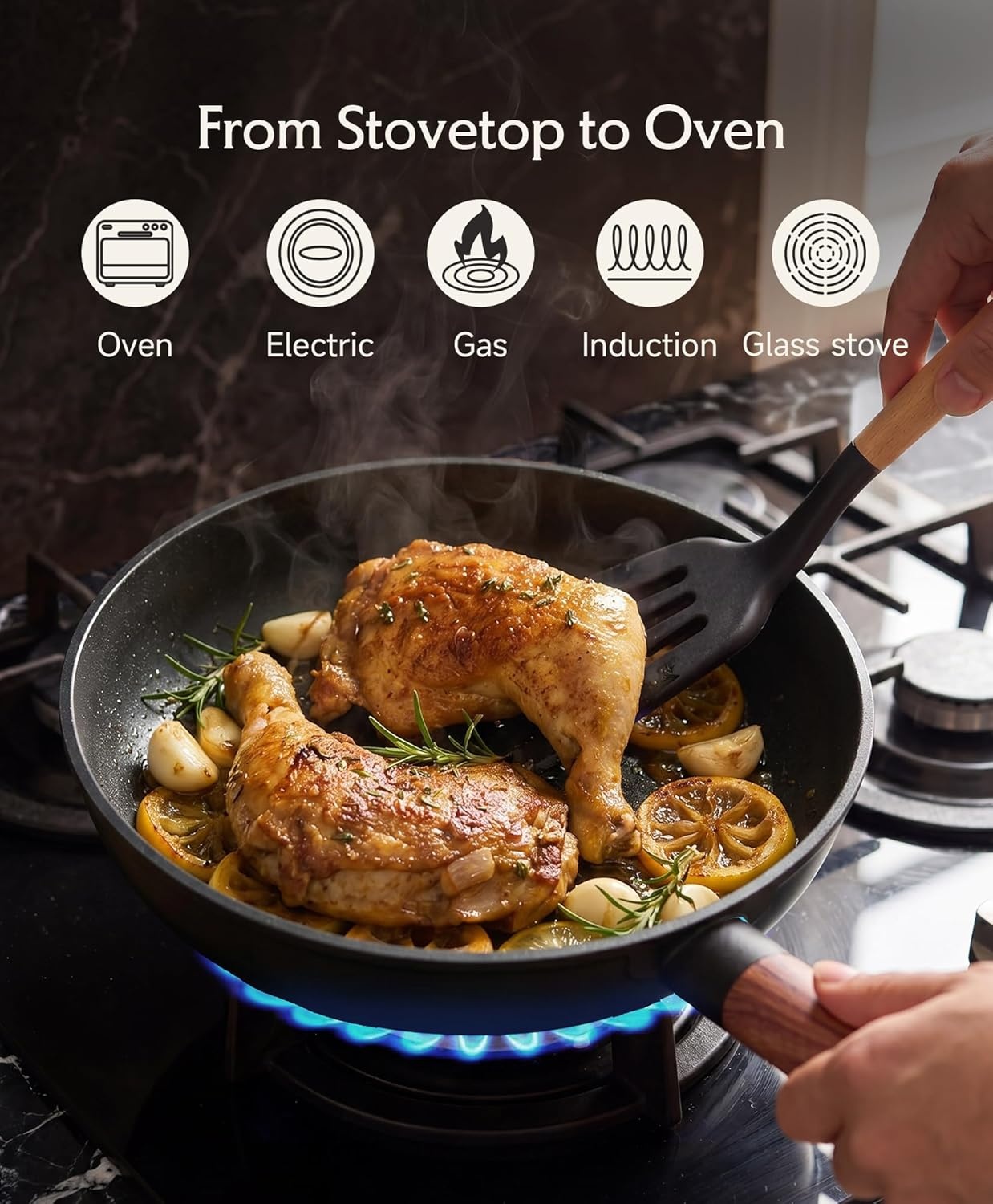 image:imageJEETEE 50Piece Titanium Pots and Pans Set Non Stick Cookware Set with 6pc Bakeware Ultimate Pot and Pan Set for Cooking With Lid Induction amp Oven amp Dishwasher Safe PFAS Free