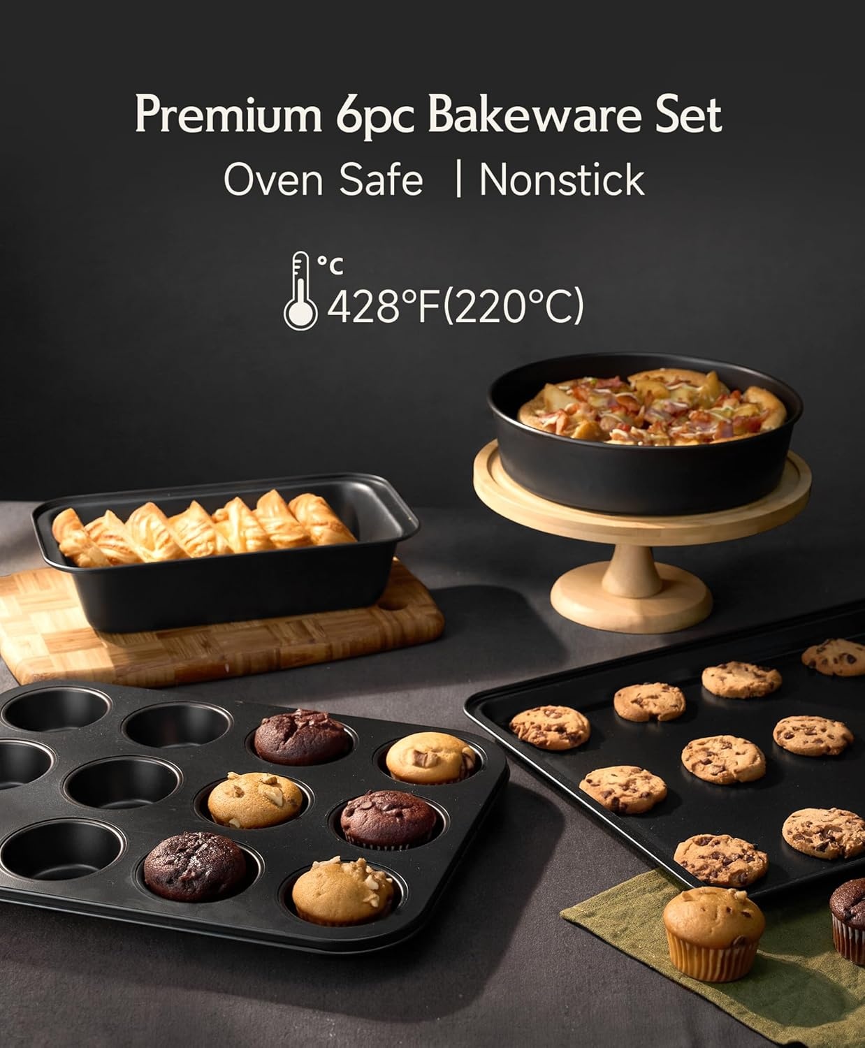 image:imageJEETEE 50Piece Titanium Pots and Pans Set Non Stick Cookware Set with 6pc Bakeware Ultimate Pot and Pan Set for Cooking With Lid Induction amp Oven amp Dishwasher Safe PFAS Free