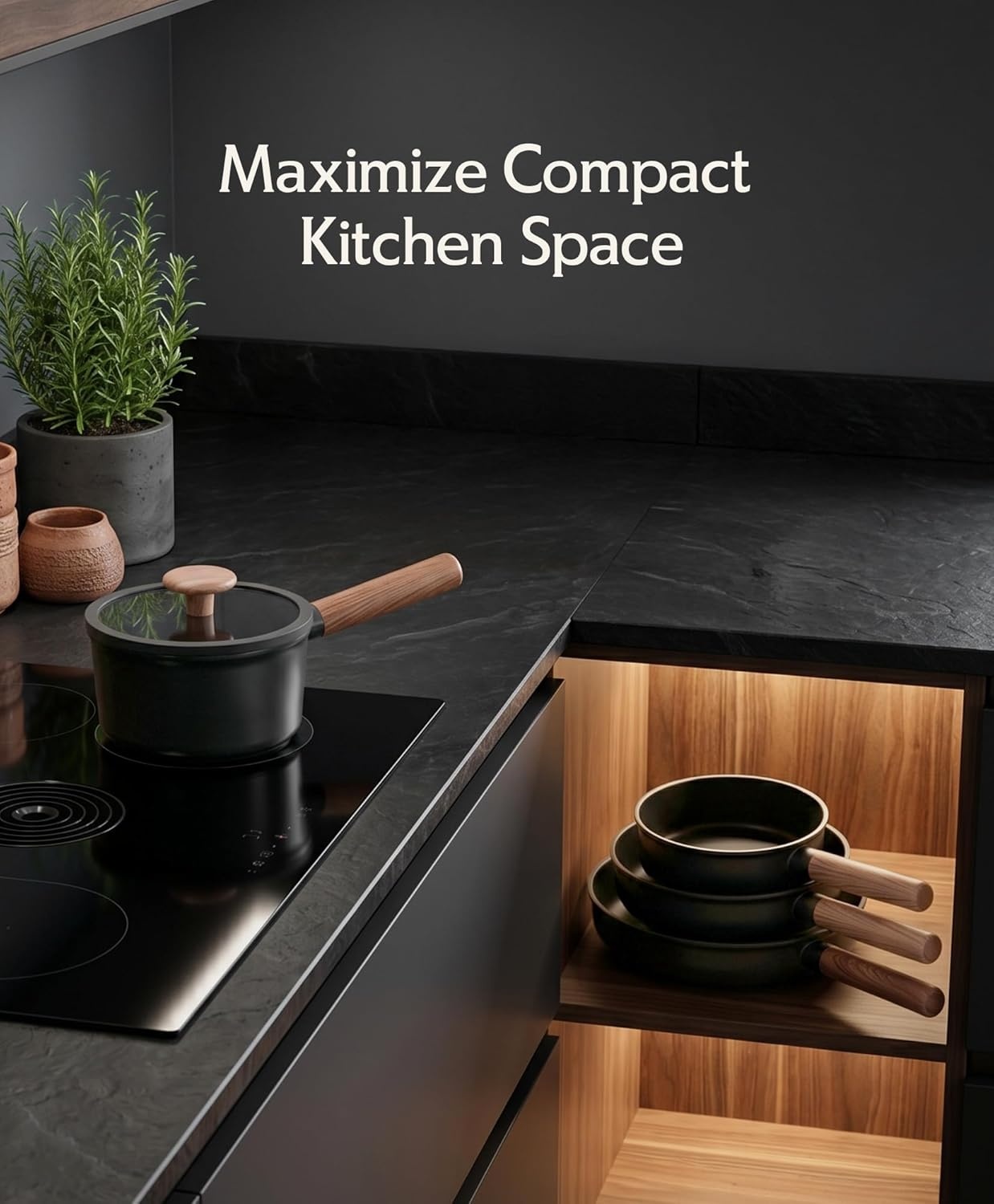 image:imageJEETEE 50Piece Titanium Pots and Pans Set Non Stick Cookware Set with 6pc Bakeware Ultimate Pot and Pan Set for Cooking With Lid Induction amp Oven amp Dishwasher Safe PFAS Free